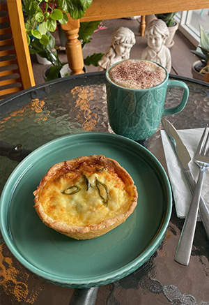 Quiche and coffee